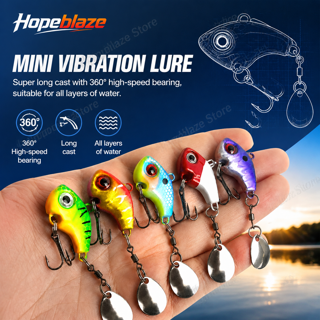 Fishing Lure Swimbait - Hopeblaze Vibrating VIB Fishing Lure 360°